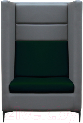 Кресло мягкое Brioli Дирк (L21-L15/серый/зеленые вставки)