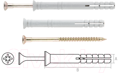 Дюбель-гвоздь Starfix Потайной 6х80 / SMC3-40934-100 (100шт, полипропилен)