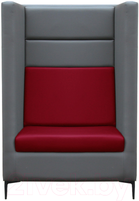 Кресло мягкое Brioli Дирк (L21-L16/серый/вишневые вставки)