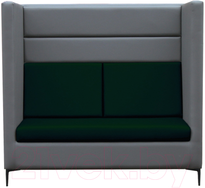 Диван Brioli Дирк двухместный (L21-L15/серый/зеленые вставки)