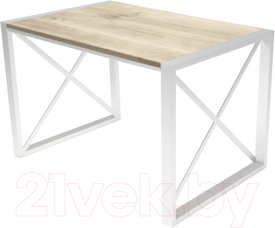Обеденный стол Buro7 Лофт Классика 110x60x75 (дуб беленый/белый)