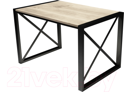 Обеденный стол Buro7 Лофт Классика 110x60x75 (дуб беленый/черный)