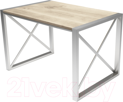 Обеденный стол Buro7 Лофт Классика 110x60x75 (дуб беленый/серебристый)