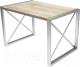 Обеденный стол Buro7 Лофт Классика 110x60x75 (дуб беленый/серебристый) - 