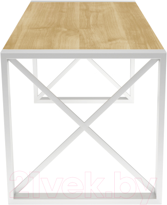 Обеденный стол Buro7 Лофт Классика 110x60x75 (дуб натуральный/белый)