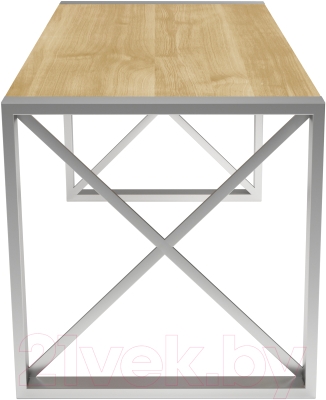 Обеденный стол Buro7 Лофт Классика 110x60x75 (дуб натуральный/серебристый)