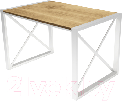 Обеденный стол Buro7 Лофт Классика 120x60x75 (дуб натуральный/белый)