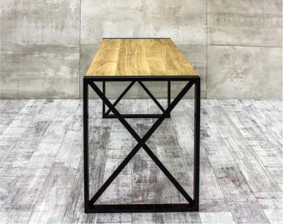 Обеденный стол Buro7 Лофт Классика 120x60x75 (дуб натуральный/черный)