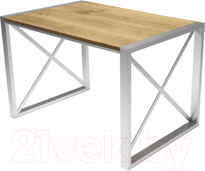Обеденный стол Buro7 Лофт Классика 120x60x75 (дуб натуральный/серебристый)