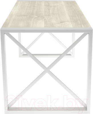 Обеденный стол Buro7 Лофт Классика 150x60x75 (дуб беленый/белый)