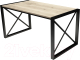 Обеденный стол Buro7 Лофт Классика 150x60x75 (дуб беленый/черный) - 