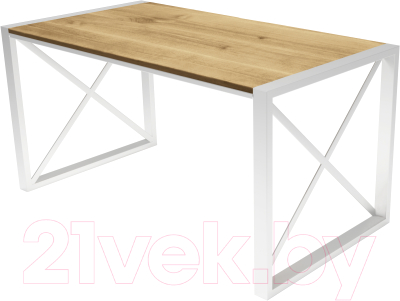 Обеденный стол Buro7 Лофт Классика 150x60x75 (дуб натуральный/белый)
