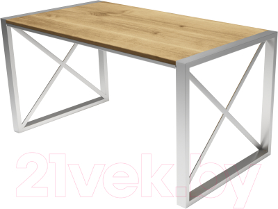 Обеденный стол Buro7 Лофт Классика 150x60x75 (дуб натуральный/серебристый)