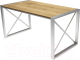Обеденный стол Buro7 Лофт Классика 150x60x75 (дуб натуральный/серебристый) - 