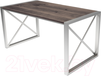Обеденный стол Buro7 Лофт Классика 150x60x75 (дуб мореный/серебристый)
