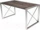 Обеденный стол Buro7 Лофт Классика 150x60x75 (дуб мореный/серебристый) - 