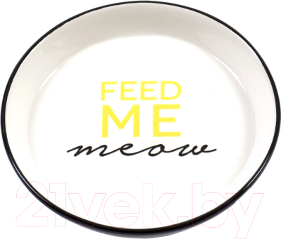 Миска для животных Duvo Plus Feed Me Meow / 10279/DV (черный/белый)