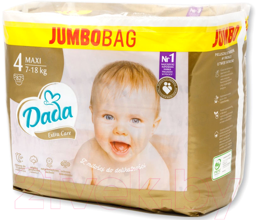 Подгузники детские Dada Extra Care Maxi 4 Jumbo Bag (82шт)