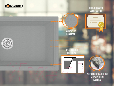 Мойка кухонная Longran Classic CLS914.457 (крома)