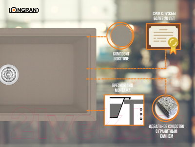 Мойка кухонная Longran Classic CLS914.457 (трюфель)