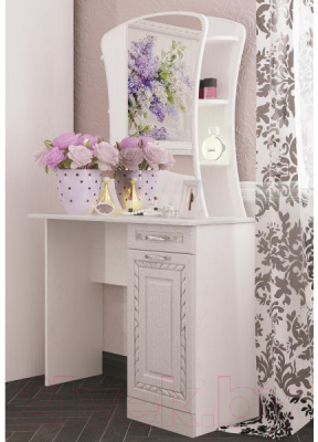 Туалетный столик с зеркалом Комфорт-S Гертруда M6 (белая лиственница/ясень жемчужный)