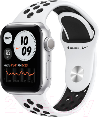 Умные часы Apple Watch Series 6 Nike GPS 40mm / M00T3 (алюминий серебристый/чистая платина/черный)