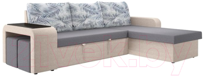 Комплект мягкой мебели Комфорт-S Феликс 2к с двумя банкетками (Lounge 14/Season Light Grey/фэшн тропикал 80)