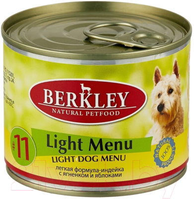 

Корм для собак Berkley, №11 Легкое меню индейка с ягненком и яблоками
