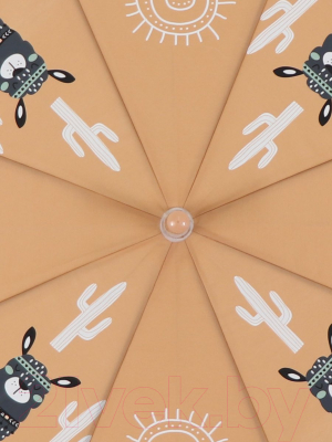 Зонт-трость Михи Михи Лама с кактусами / MM10426 (коричневый)