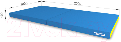 Гимнастический мат Romana 5.002.01 (голубой/желтый)