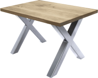 Обеденный стол Buro7 Икс Классика 110x80x76 (дуб беленый/серебристый) - 