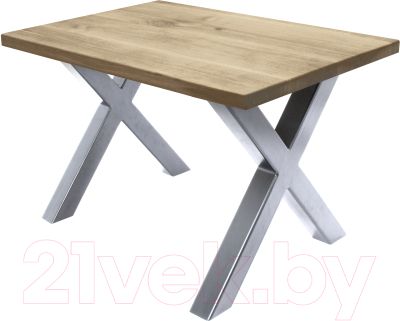 Обеденный стол Buro7 Икс Классика 110x80x76 (дуб беленый/серебристый)