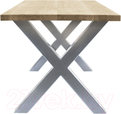 Обеденный стол Buro7 Икс Классика 110x80x76 (дуб беленый/серебристый)