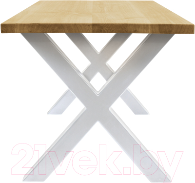 Обеденный стол Buro7 Икс Классика 110x80x76 (дуб натуральный/белый)