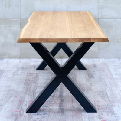 Обеденный стол Buro7 Икс Классика 110x80x76 (дуб натуральный/черный)