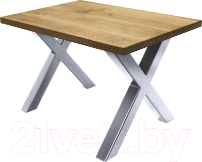Обеденный стол Buro7 Икс Классика 110x80x76 (дуб натуральный/серебристый)