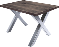 Обеденный стол Buro7 Икс Классика 110x80x76 (дуб мореный/серебристый) - 