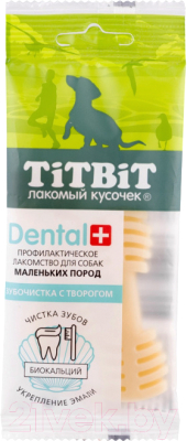 

Лакомство для собак TiTBiT, Dental+ Зубочистка с творогом / 14066
