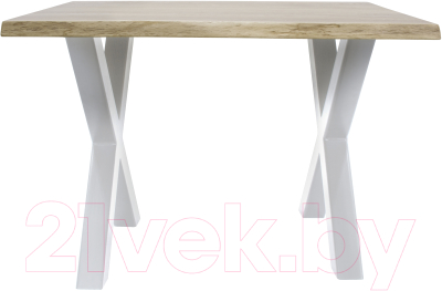 Обеденный стол Buro7 Икс с обзолом 110x80x76 (дуб беленый/белый)