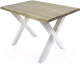 Обеденный стол Buro7 Икс с обзолом 110x80x76 (дуб беленый/белый) - 