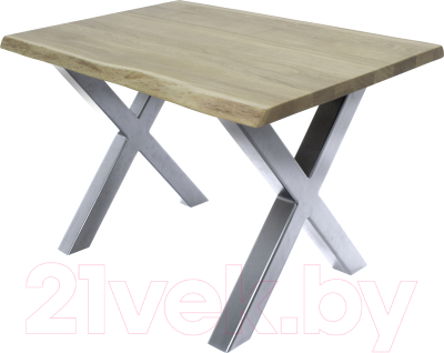 Обеденный стол Buro7 Икс с обзолом 110x80x76 (дуб беленый/серебристый)