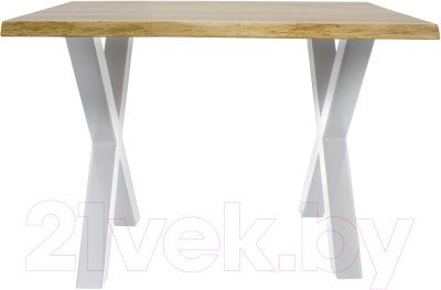 Обеденный стол Buro7 Икс с обзолом 110x80x76 (дуб натуральный/белый)