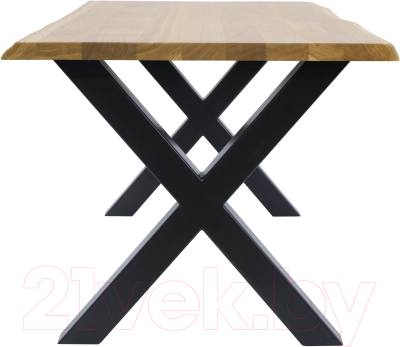 Обеденный стол Buro7 Икс с обзолом 110x80x76 (дуб натуральный/черный)