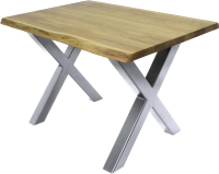 Обеденный стол Buro7 Икс с обзолом 110x80x76 (дуб натуральный/серебристый) - 