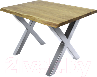 Обеденный стол Buro7 Икс с обзолом 110x80x76 (дуб натуральный/серебристый)