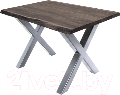 Обеденный стол Buro7 Икс с обзолом 110x80x76 (дуб мореный/серебристый)