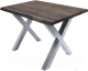 Обеденный стол Buro7 Икс с обзолом 110x80x76 (дуб мореный/серебристый) - 