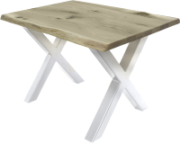 Обеденный стол Buro7 Икс с обзолом и сучками 110x80x76 (дуб беленый/белый) - 