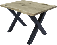 Обеденный стол Buro7 Икс с обзолом и сучками 110x80x76 (дуб беленый/черный) - 