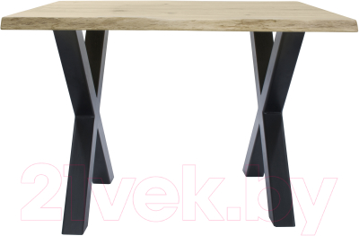 Обеденный стол Buro7 Икс с обзолом и сучками 110x80x76 (дуб беленый/черный)